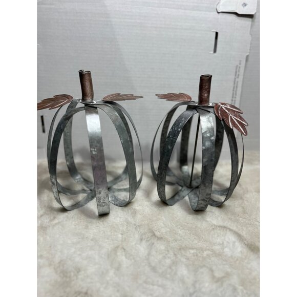 Galvanized Pumpkin decor lot of two fall decorations - Picture 1 of 6